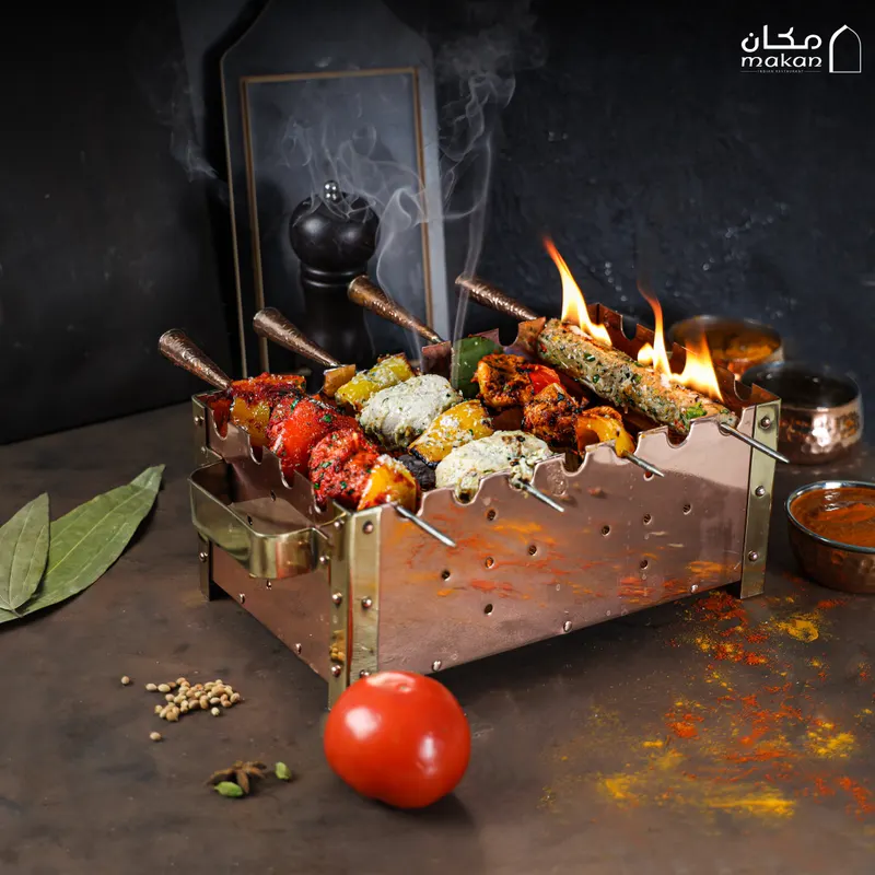 Kebab platter over live charcoal